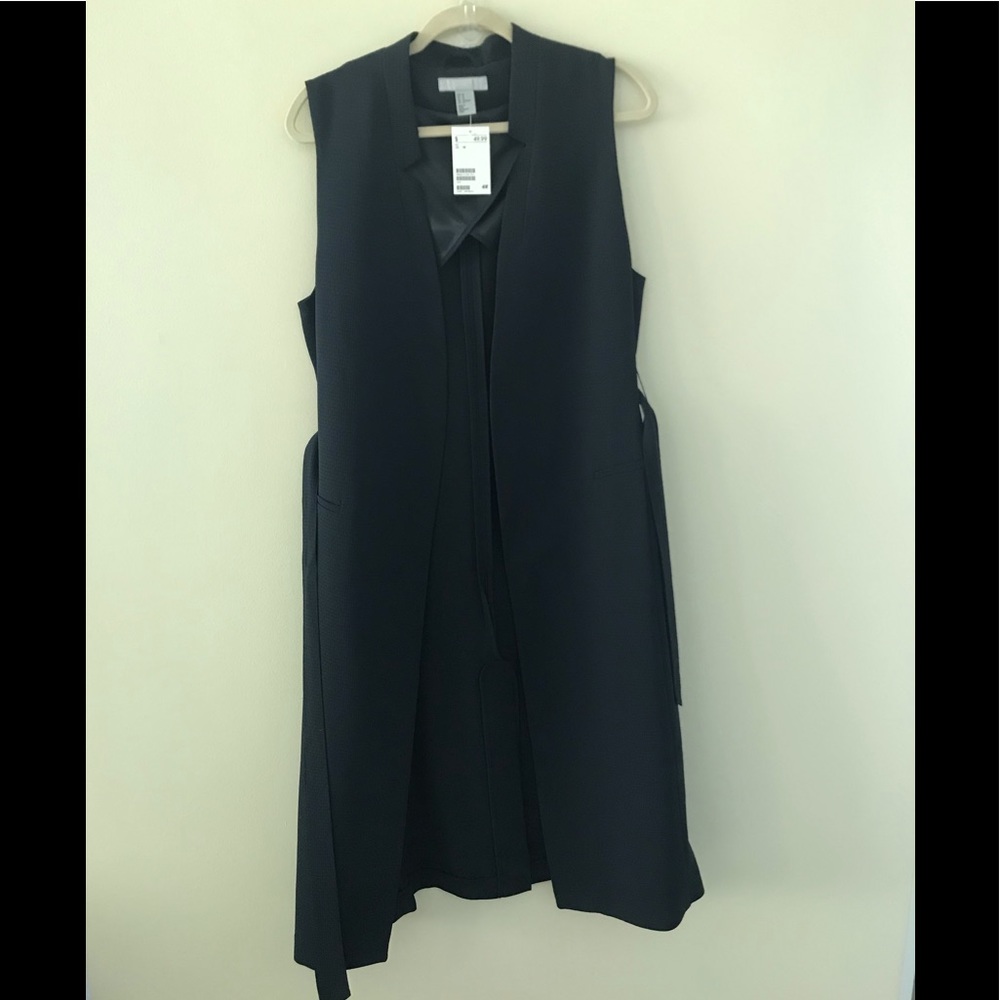 Long Sleeveless Vest with Matching Pants-Navy Blue